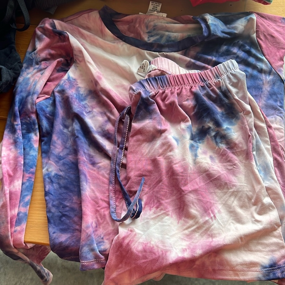 Tie dye crop top and shorts set